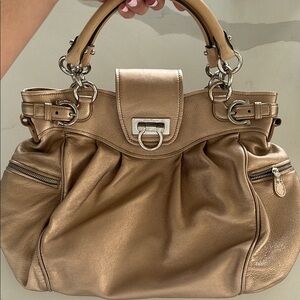 Salvatore Ferragamo Silver Bronze Leather Bag